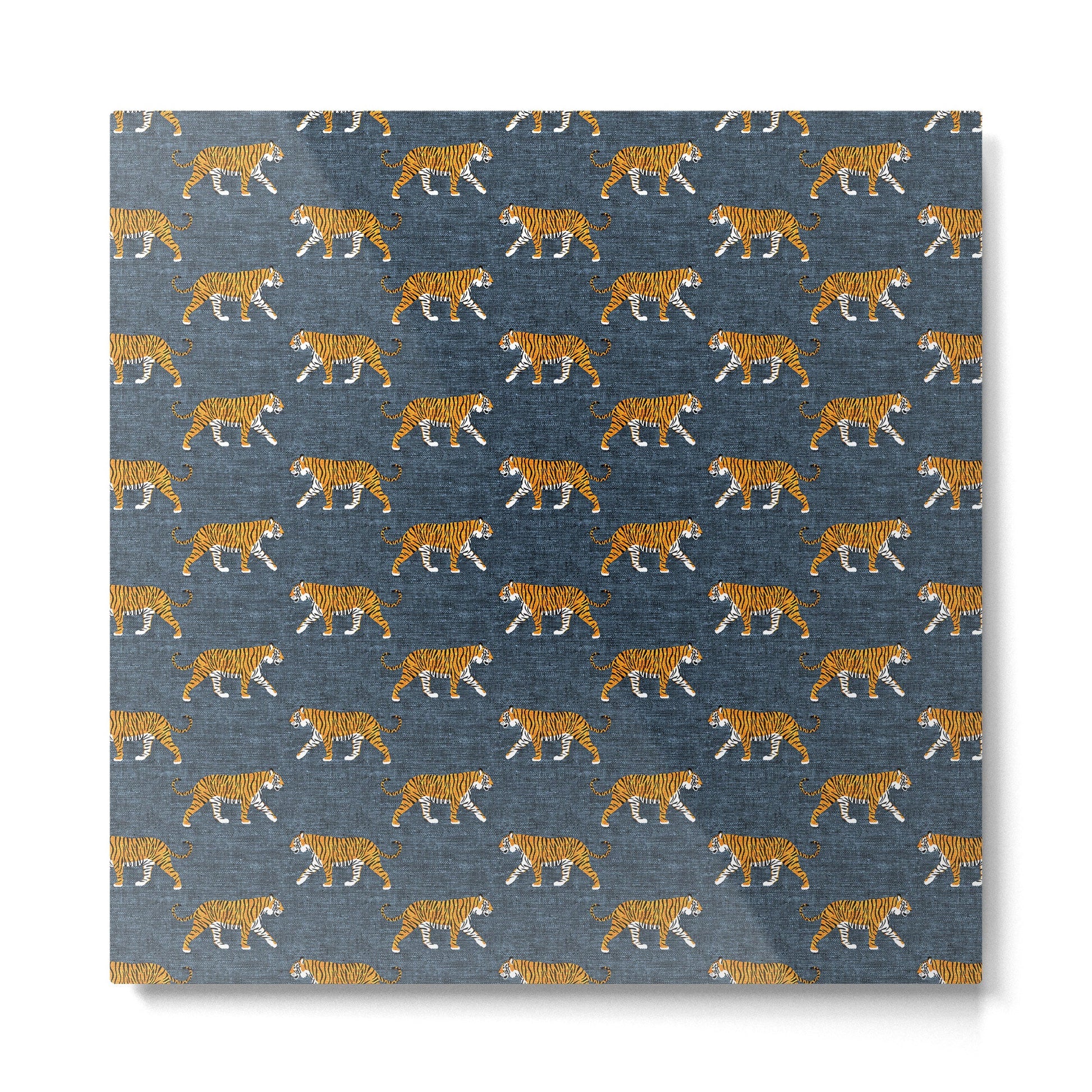 walking tigers - blue Metal Print | TeksDecor
