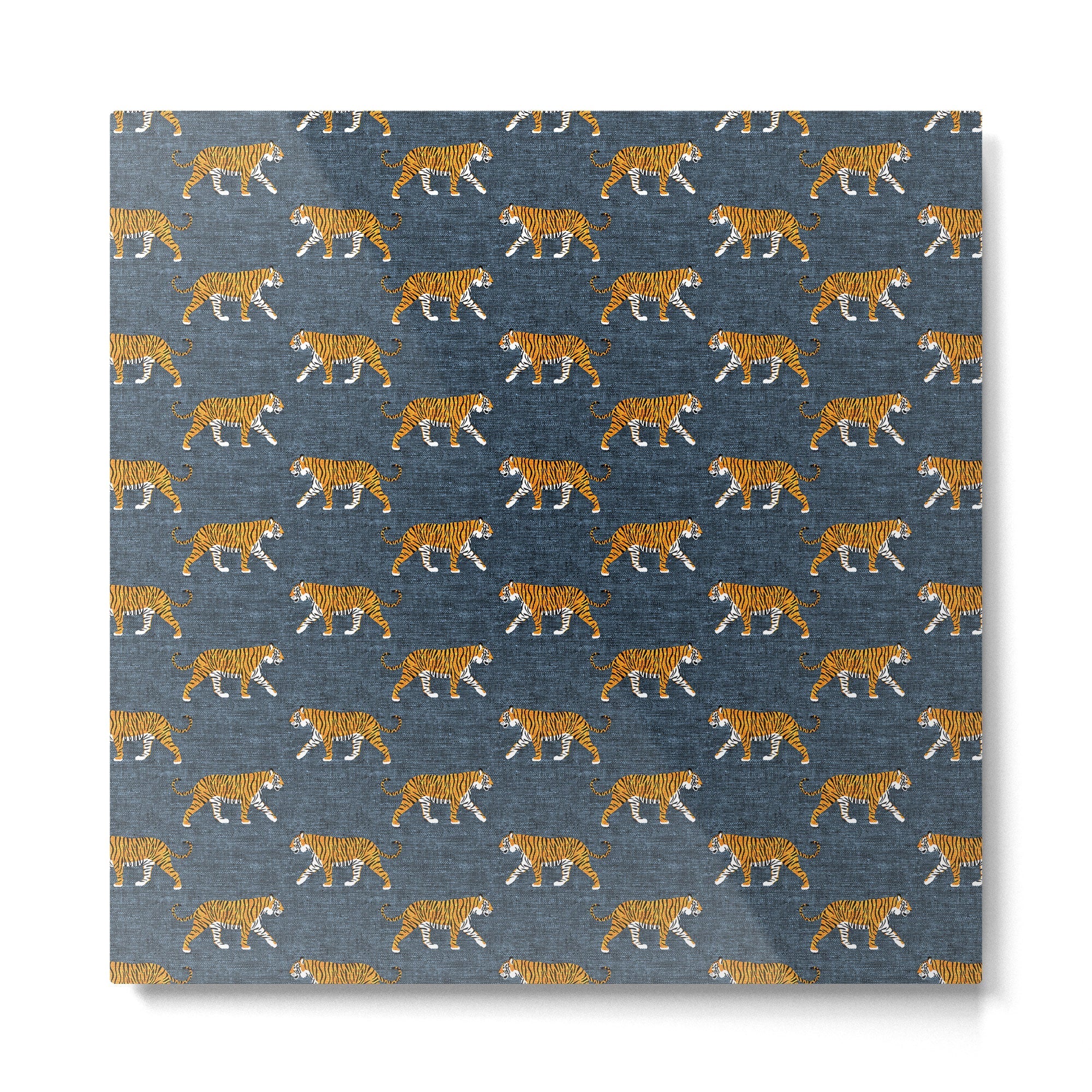 walking tigers - blue Metal Print | TeksDecor