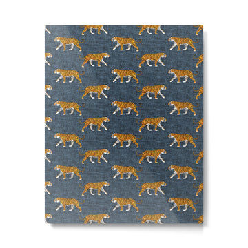 walking tigers - blue Metal Print | TeksDecor