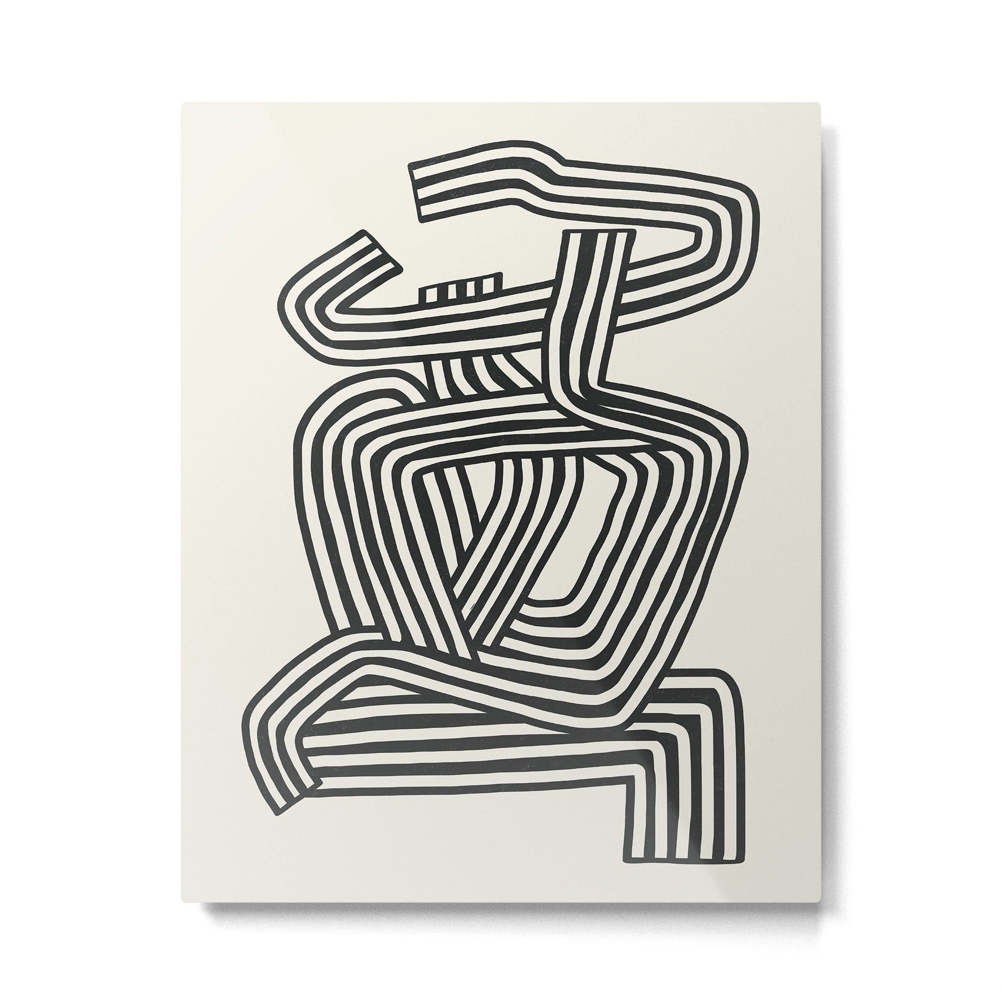 Line art lady with hat Metal Print | TeksDecor
