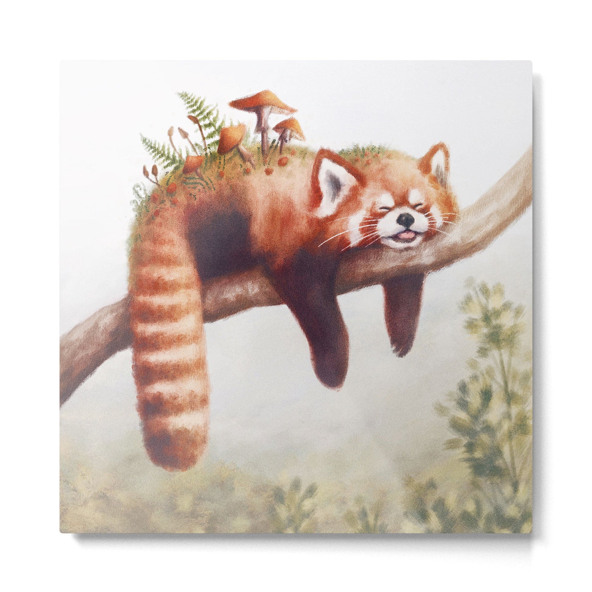Sleepy Red Panda Metal Print | TeksDecor