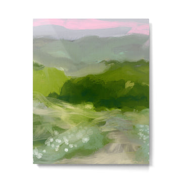 green abstract landscape art Metal Print | TeksDecor