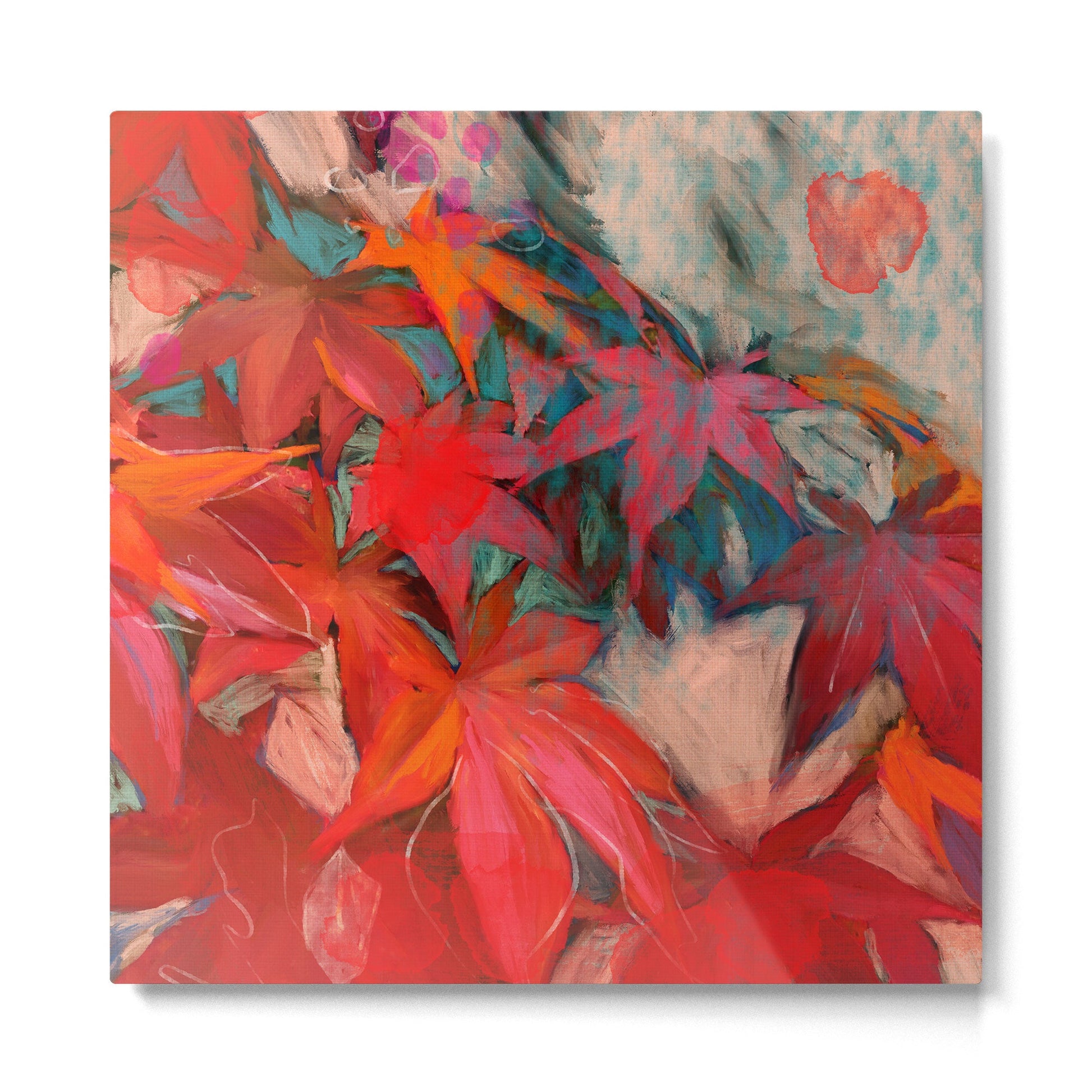red leaves abstract art Metal Print | TeksDecor
