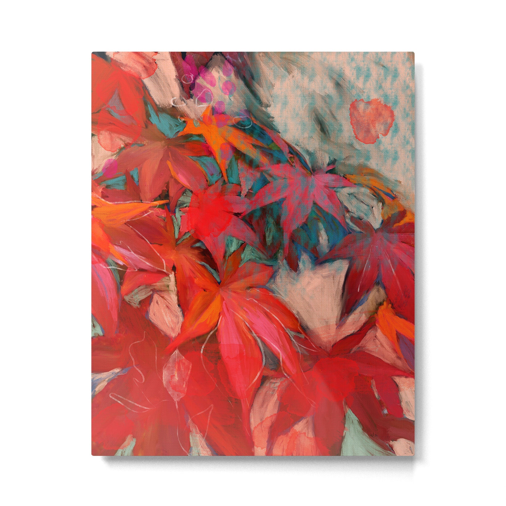 red leaves abstract art Metal Print | TeksDecor