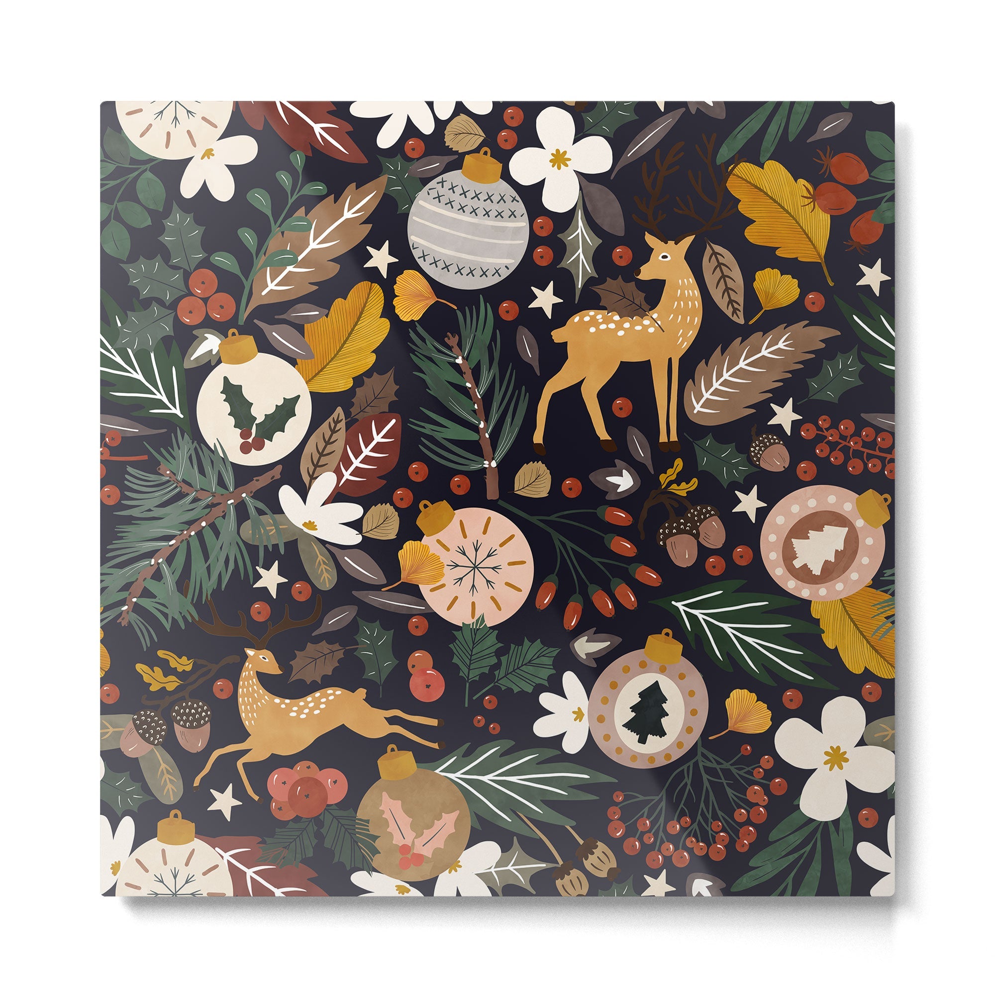 Christmas night forest 10 Metal Print | TeksDecor