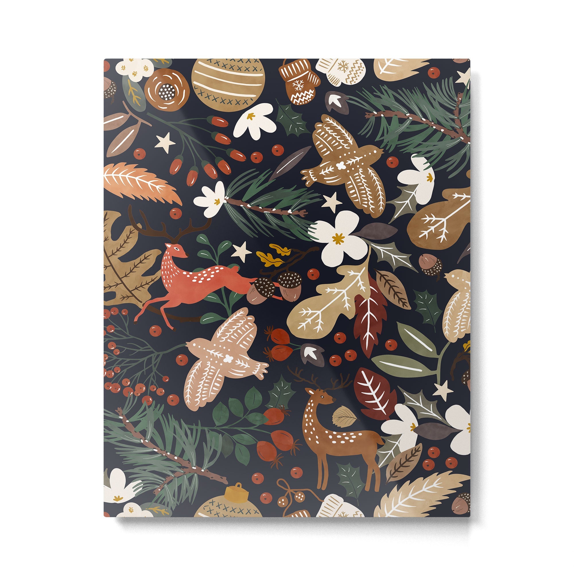 Christmas night forest ornaments Metal Print | TeksDecor