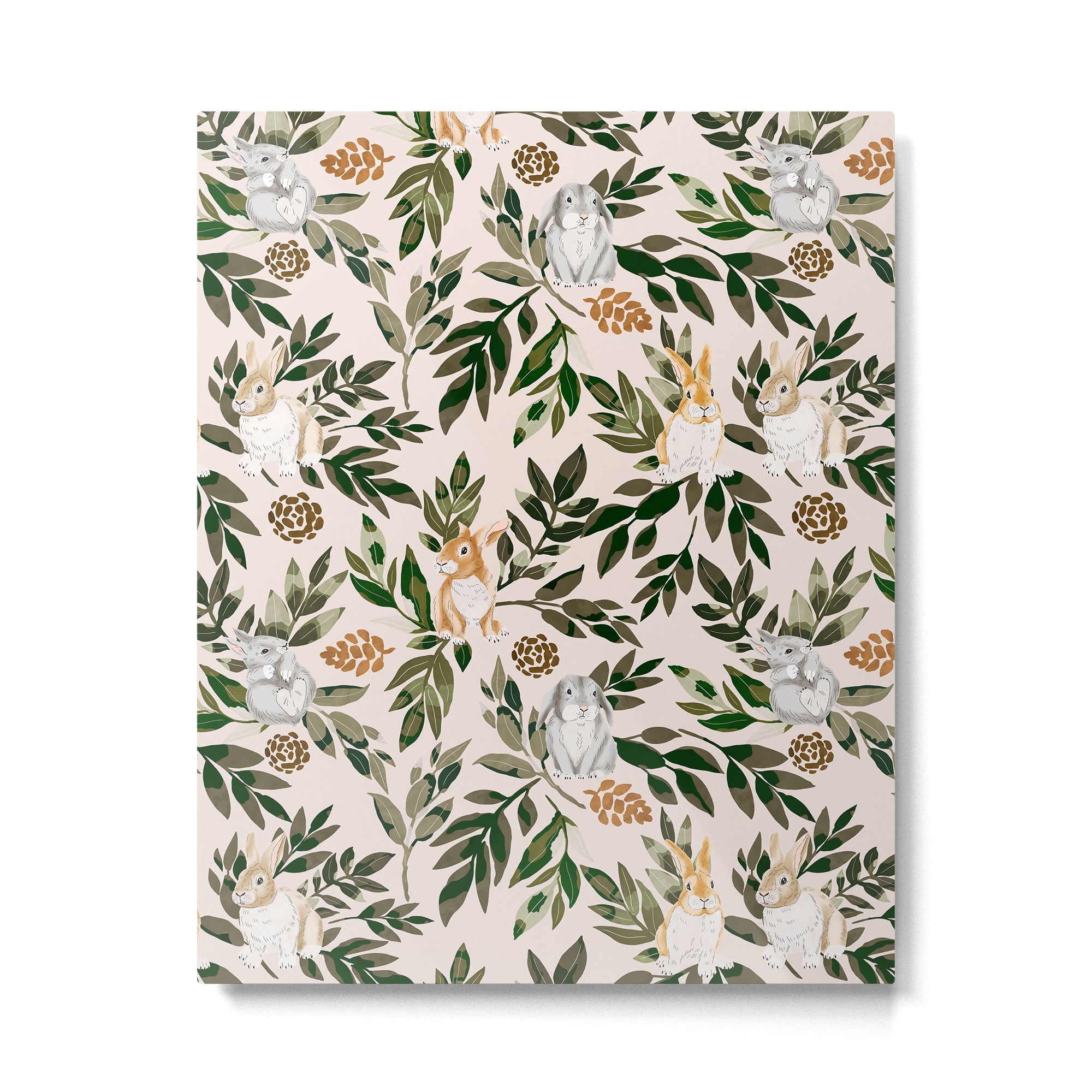 Rabbits in the green forest Metal Print | TeksDecor