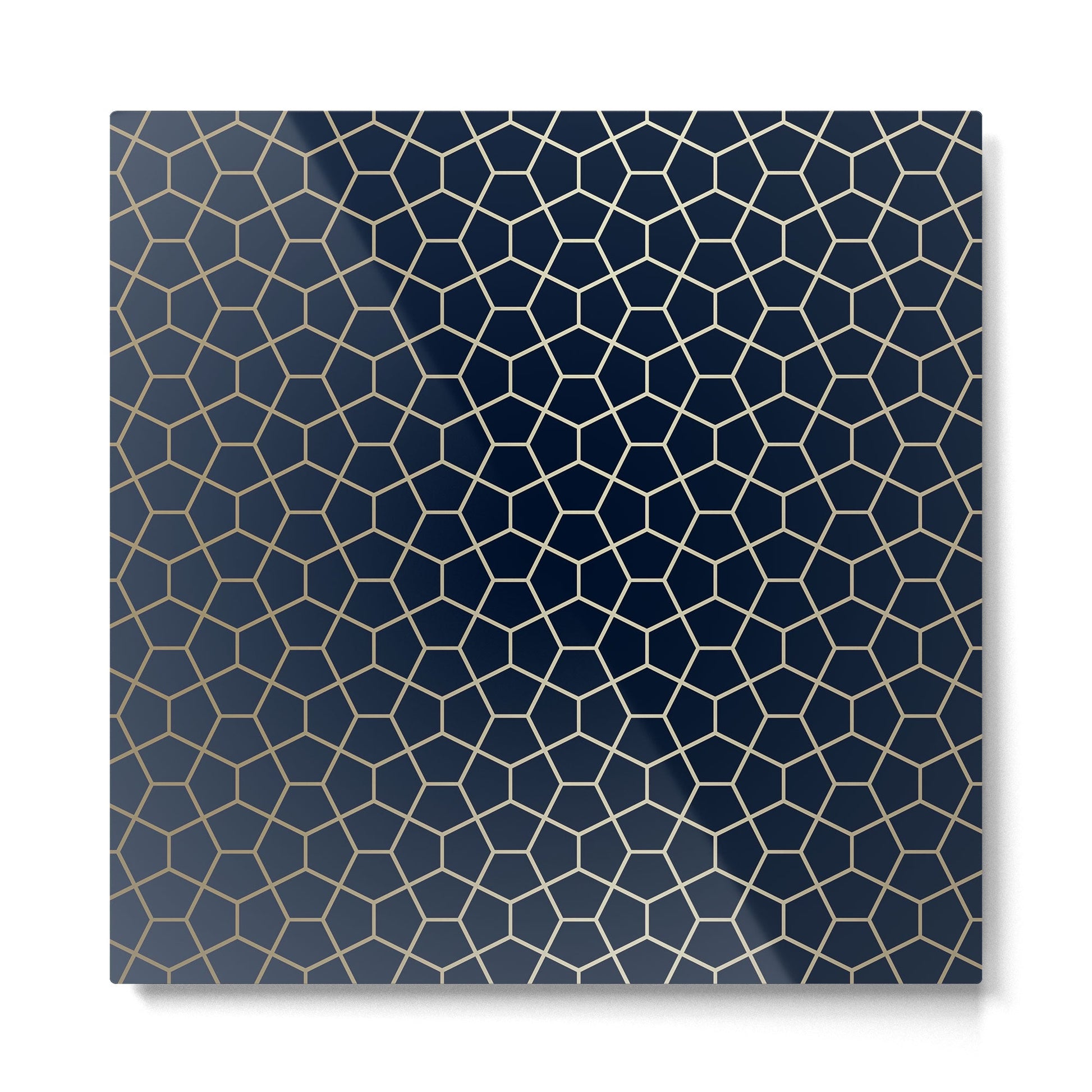 Abstract Geometric Pattern, Navy Blue and Gold Metal Print | TeksDecor