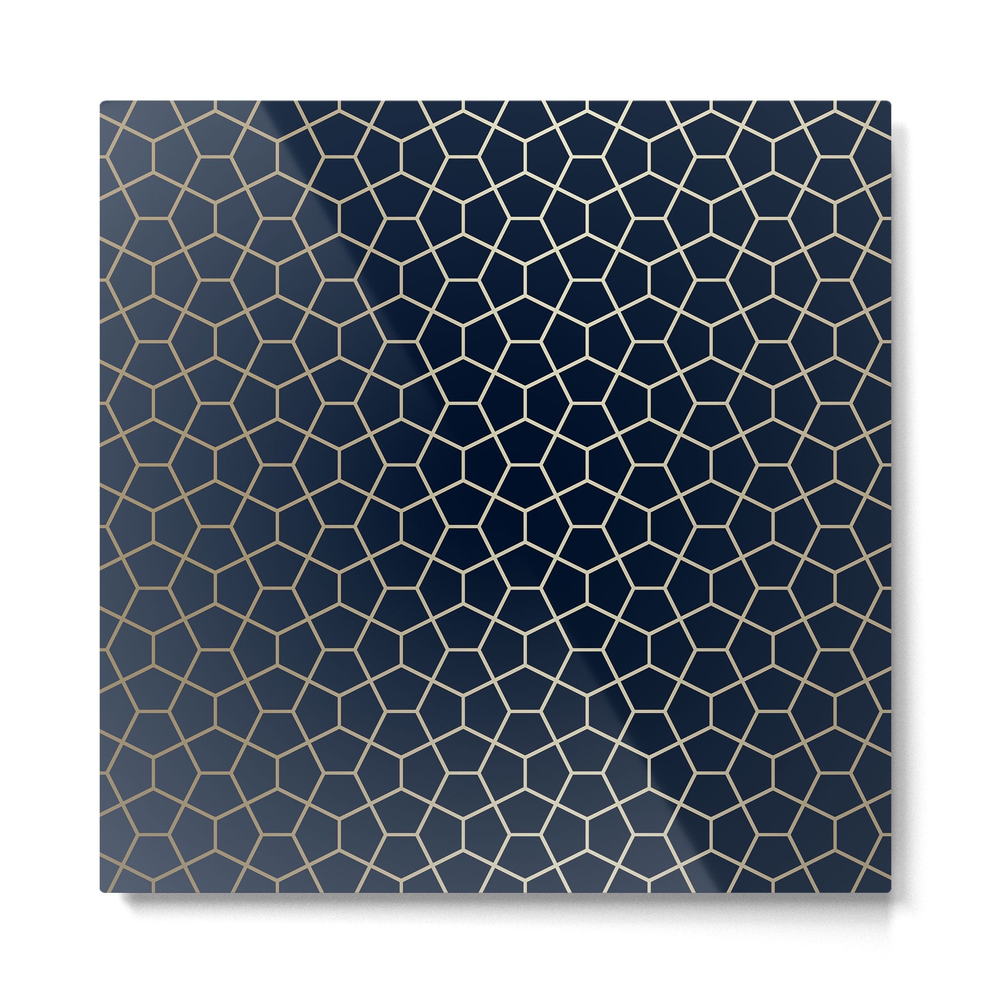 Abstract Geometric Pattern, Navy Blue and Gold Metal Print | TeksDecor