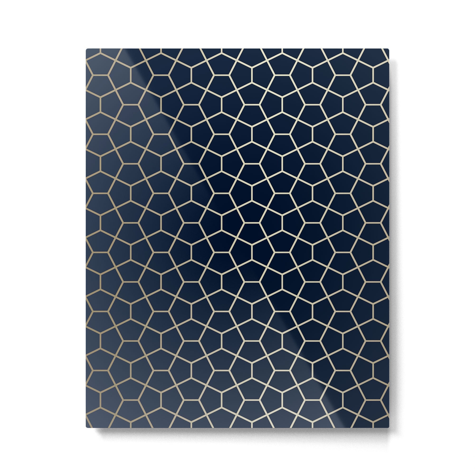 Abstract Geometric Pattern, Navy Blue and Gold Metal Print | TeksDecor