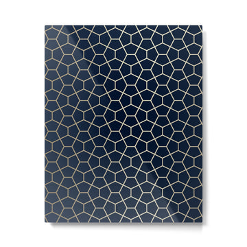 Abstract Geometric Pattern, Navy Blue and Gold Metal Print | TeksDecor
