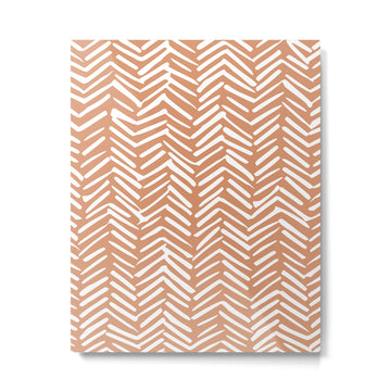 Abstract Herringbone, Striped Pattern, Orange and White Metal Print | TeksDecor