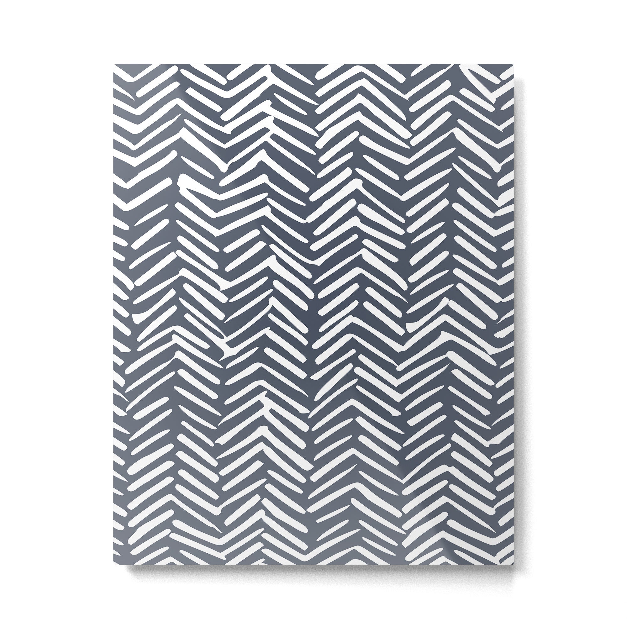 Abstract Herringbone, Striped Pattern, Blue and White Metal Print | TeksDecor