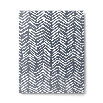 Abstract Herringbone, Striped Pattern, Blue and White Metal Print | TeksDecor