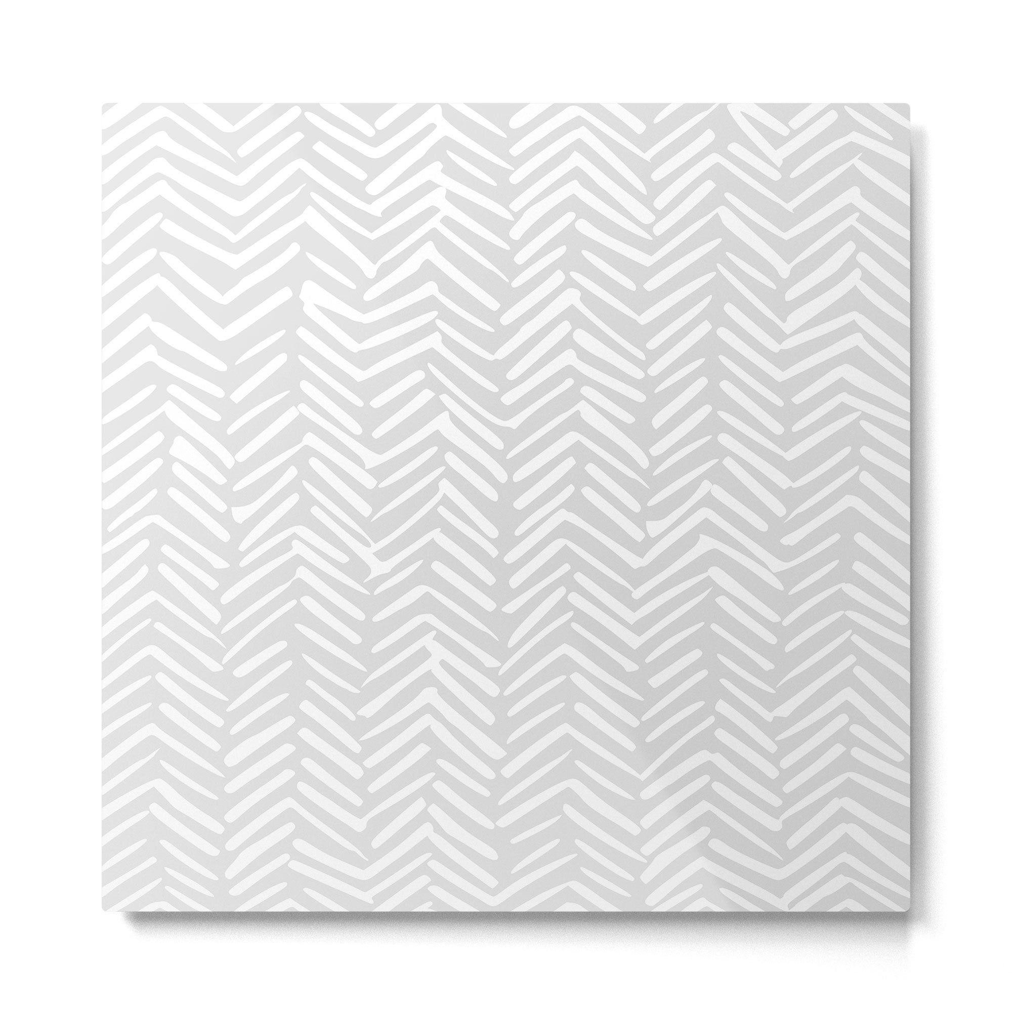 Abstract Herringbone, Striped Pattern, Gray and White Metal Print | TeksDecor