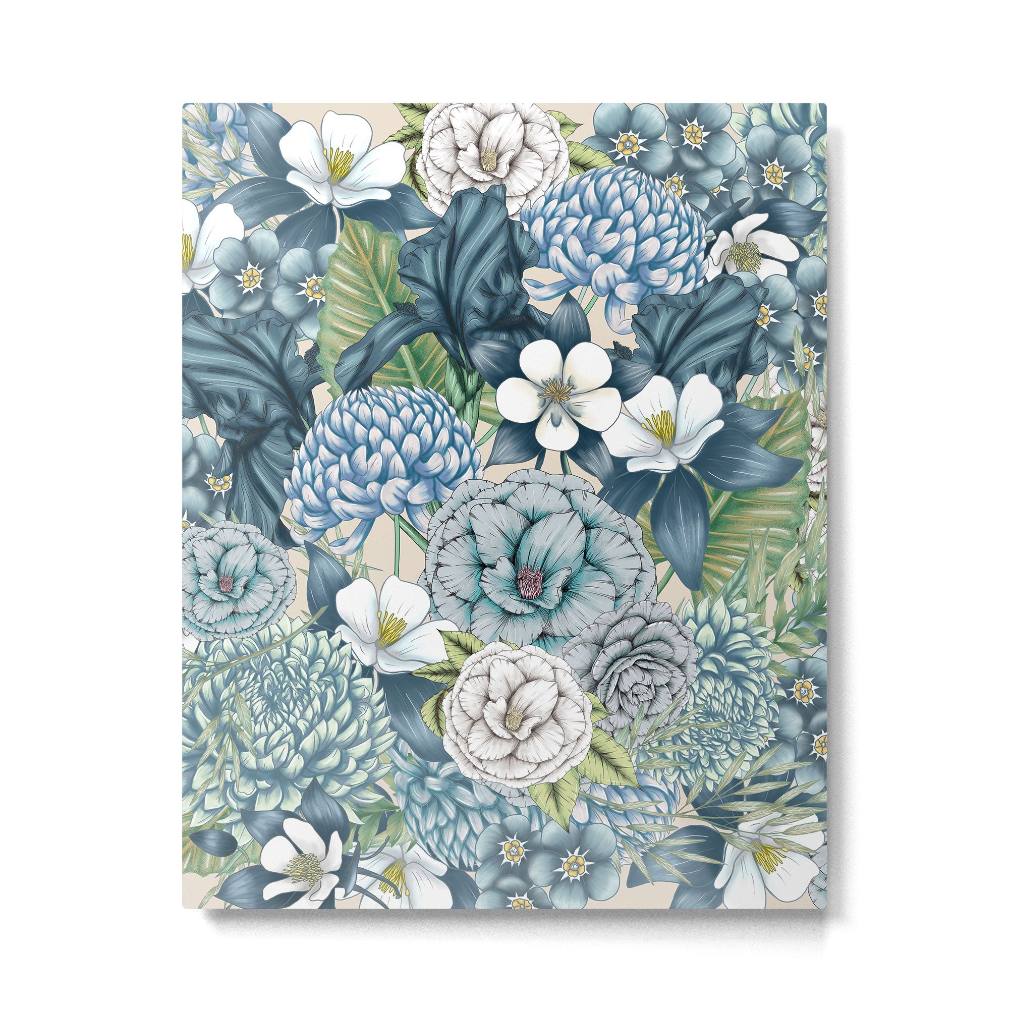 Blue Floral Garden Metal Print | TeksDecor