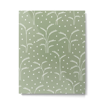 Boho Trees on Sage Green Metal Print | TeksDecor