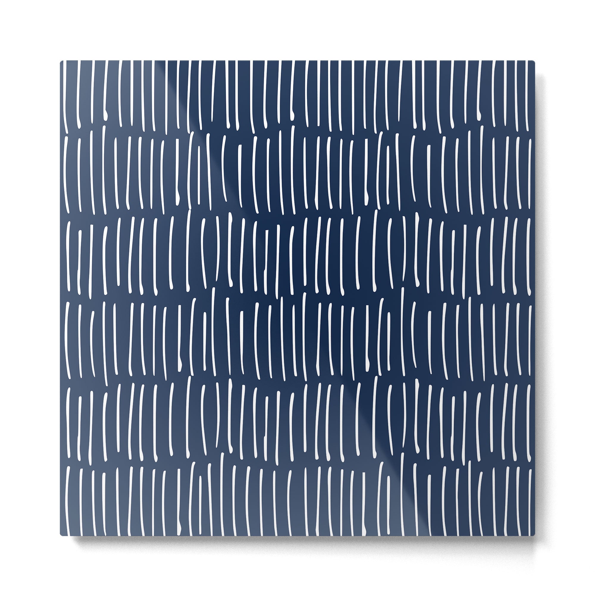 Boho Wall Art, Colour Prints, Navy Blue, Line Art Metal Print | TeksDecor