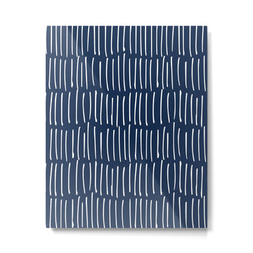Boho Wall Art, Colour Prints, Navy Blue, Line Art Metal Print | TeksDecor