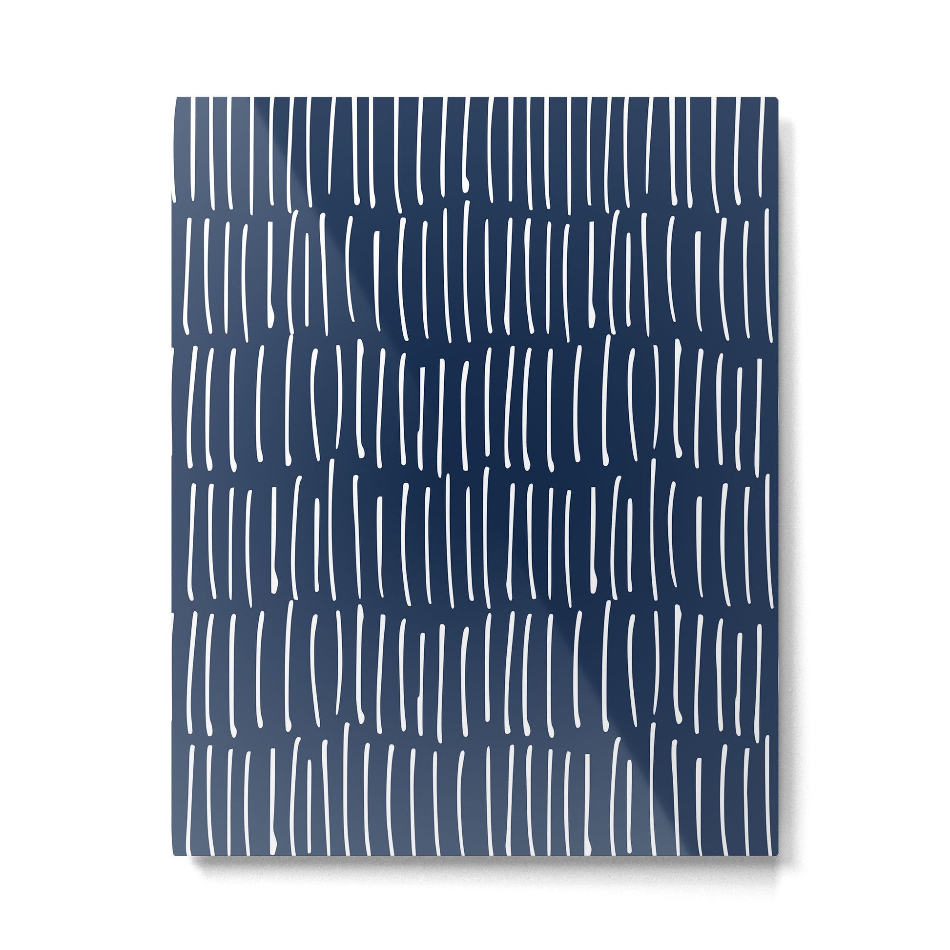 Boho Wall Art, Colour Prints, Navy Blue, Line Art Metal Print | TeksDecor