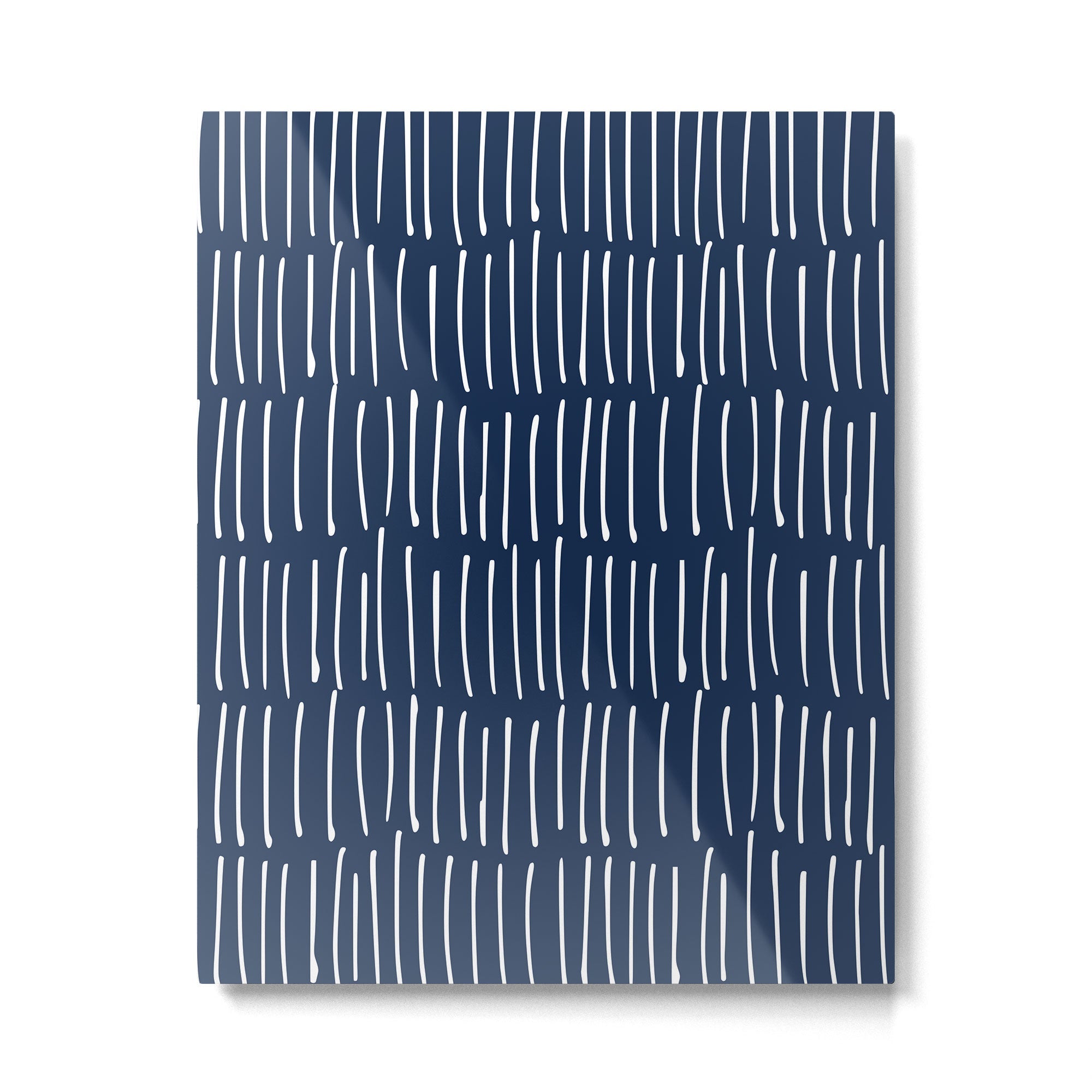 Boho Wall Art, Colour Prints, Navy Blue, Line Art Metal Print | TeksDecor