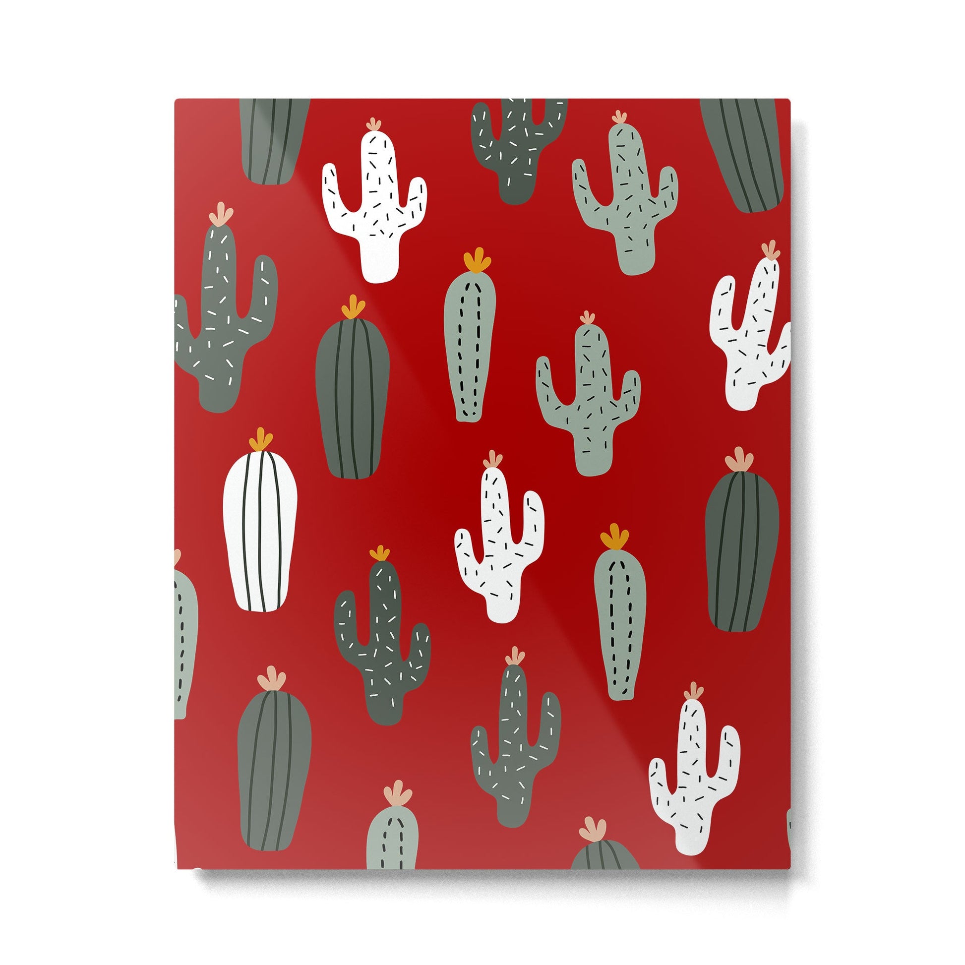 Christmas, Cactus, Red, White and Green, Cute Prints Metal Print | TeksDecor