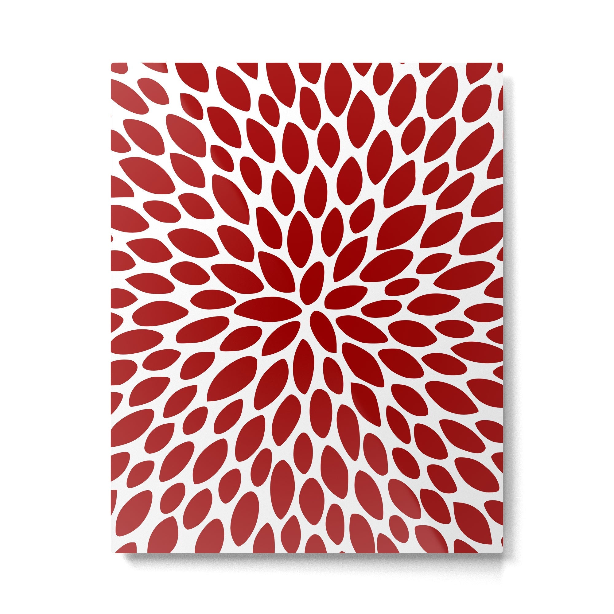 Christmas Floral Bloom, Red and White Metal Print | TeksDecor