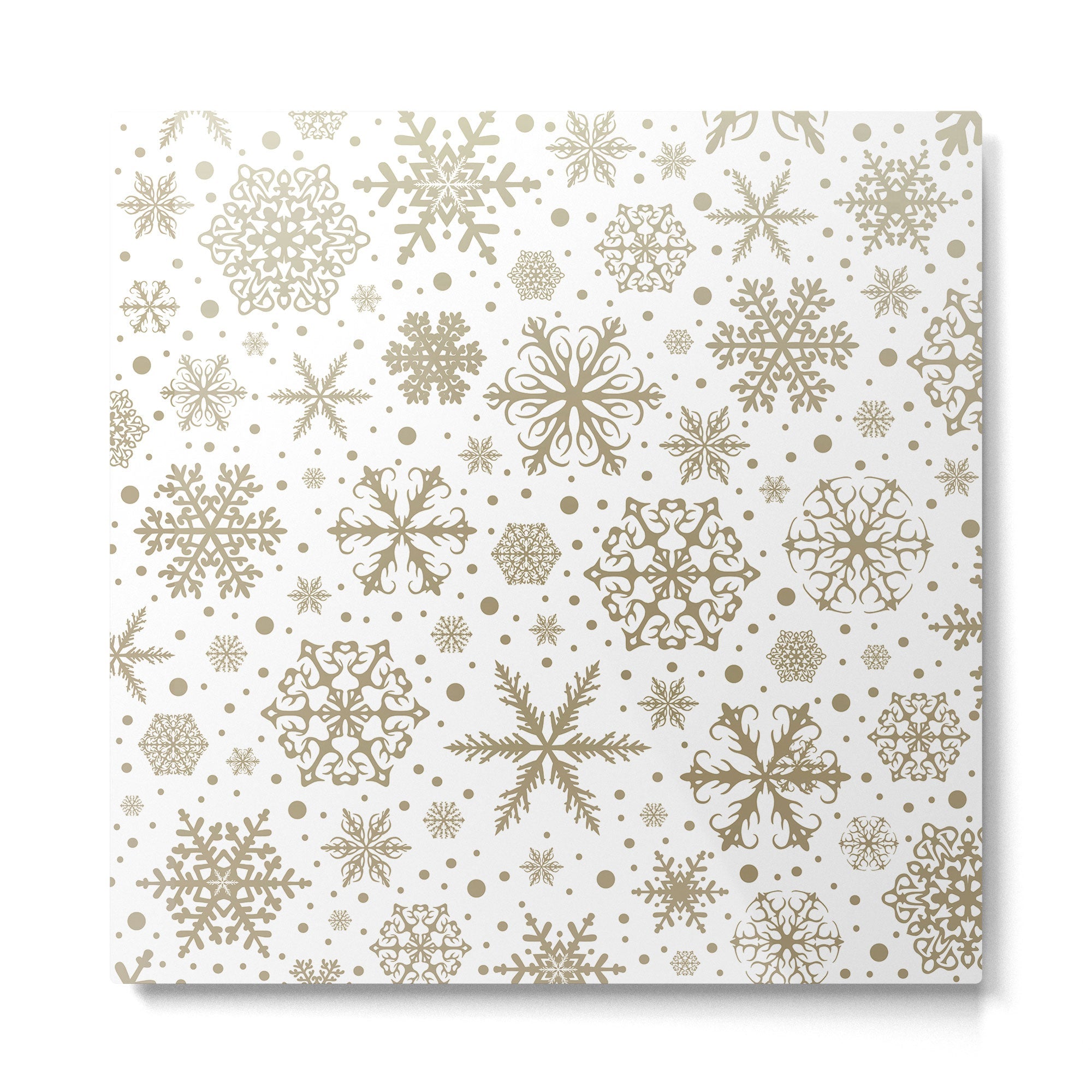Christmas Snowflakes, Gold and White Metal Print | TeksDecor