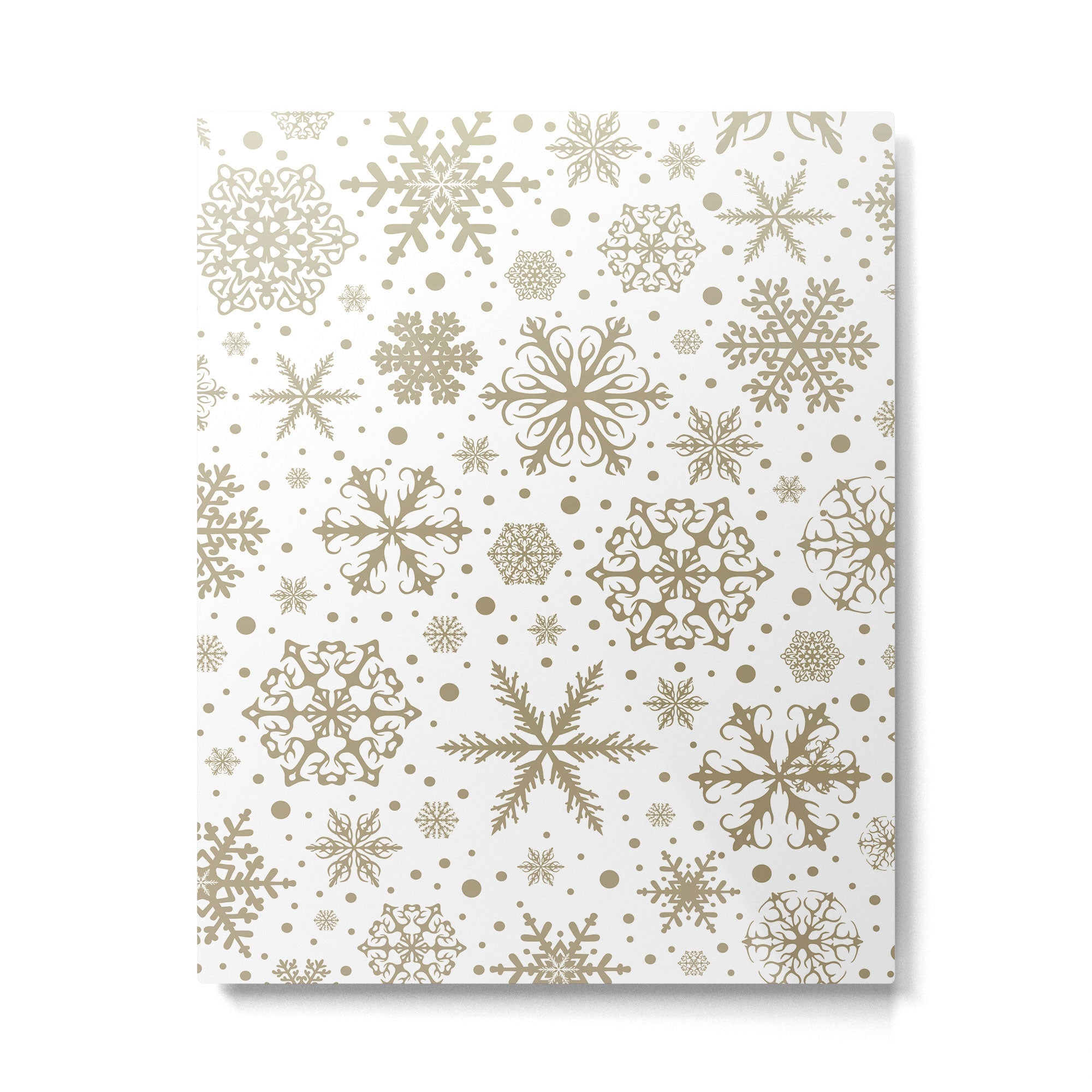 Christmas Snowflakes, Gold and White Metal Print | TeksDecor