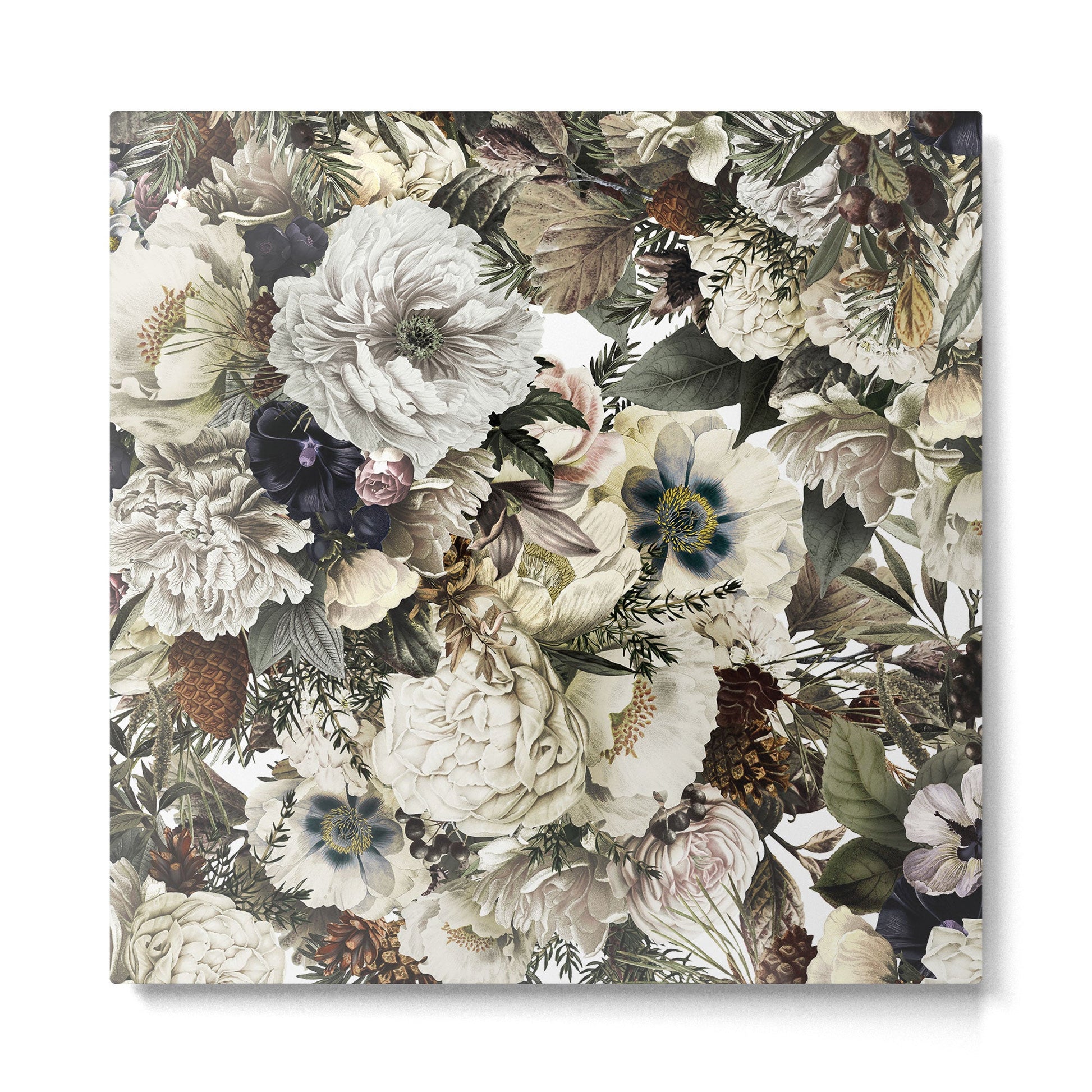 Christmas Vintage Floral Metal Print | TeksDecor