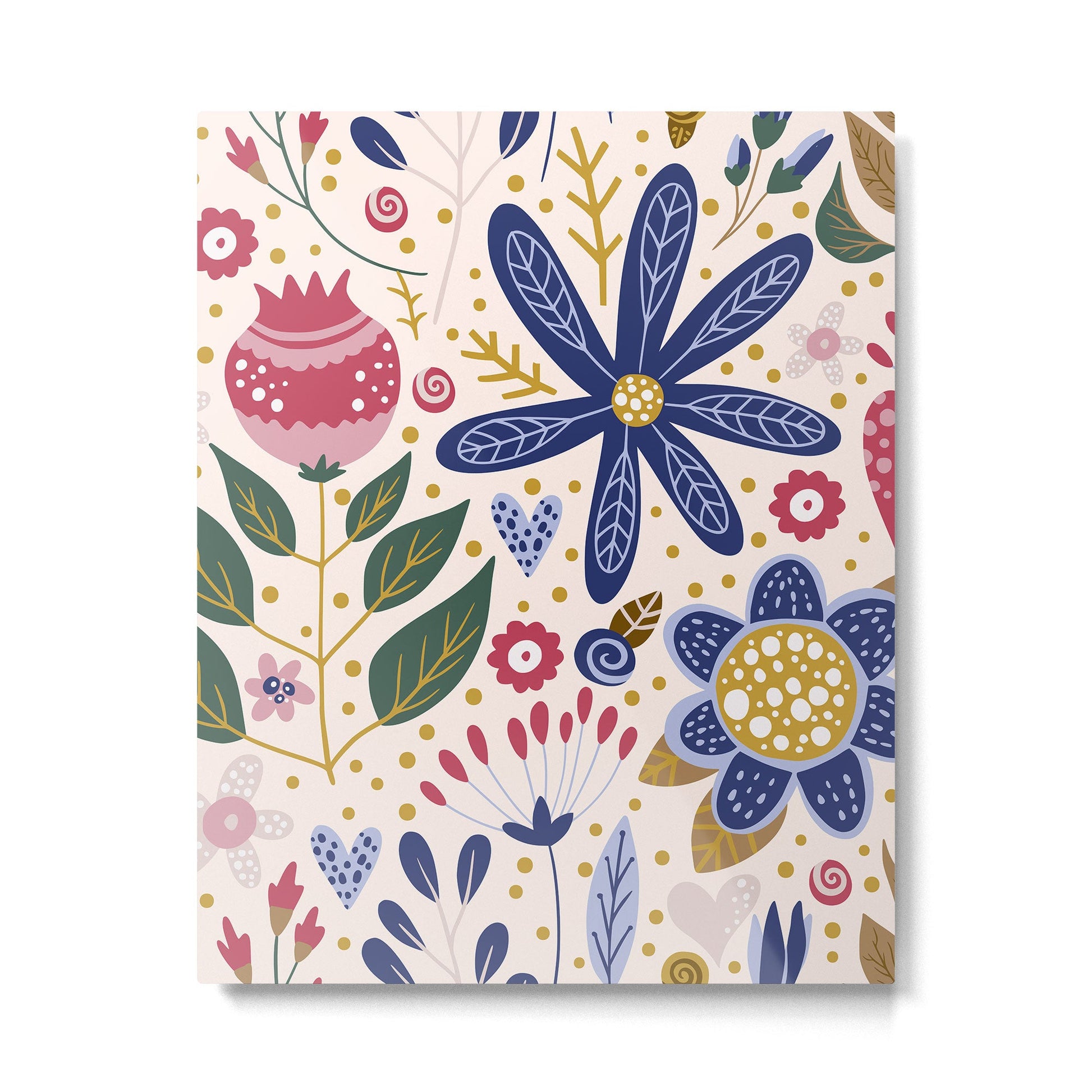 Cute, Festive, Flower Garden, Floral Prints, Pink and Blue Metal Print | TeksDecor