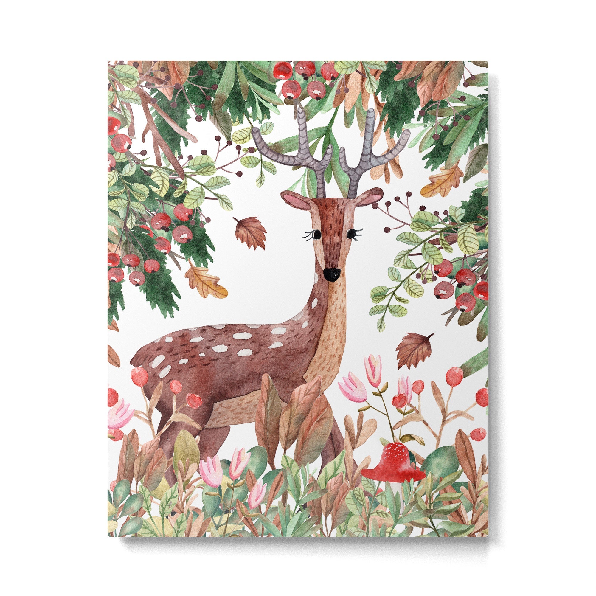 Cute, Watercolor, Deer Painting Metal Print | TeksDecor