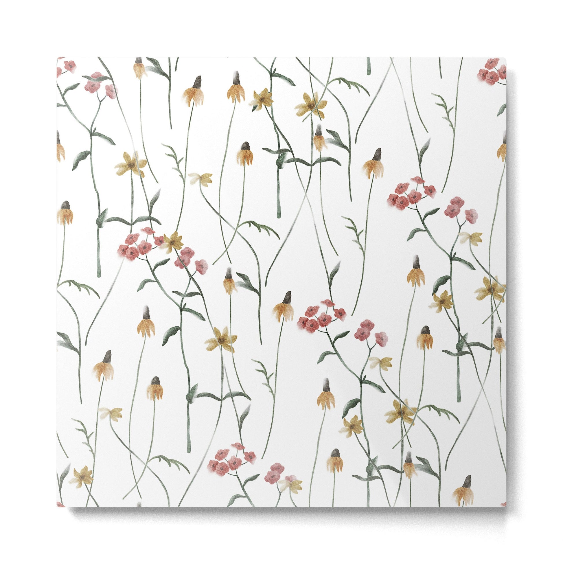 Delicate Wildflowers Floral Watercolor Metal Print | TeksDecor