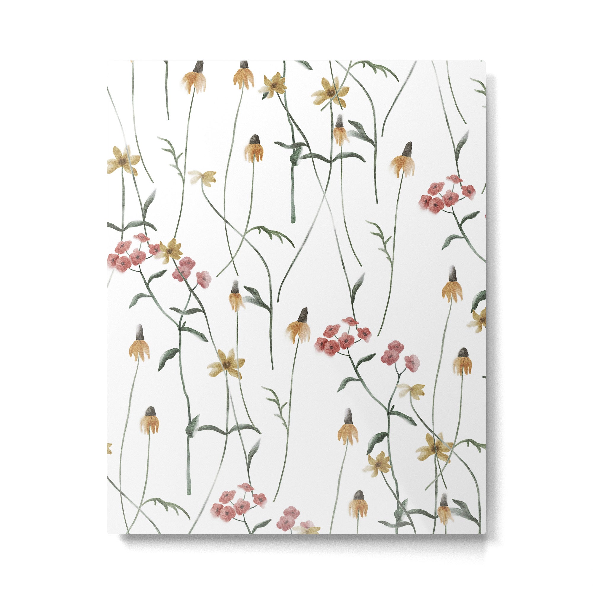 Delicate Wildflowers Floral Watercolor Metal Print | TeksDecor