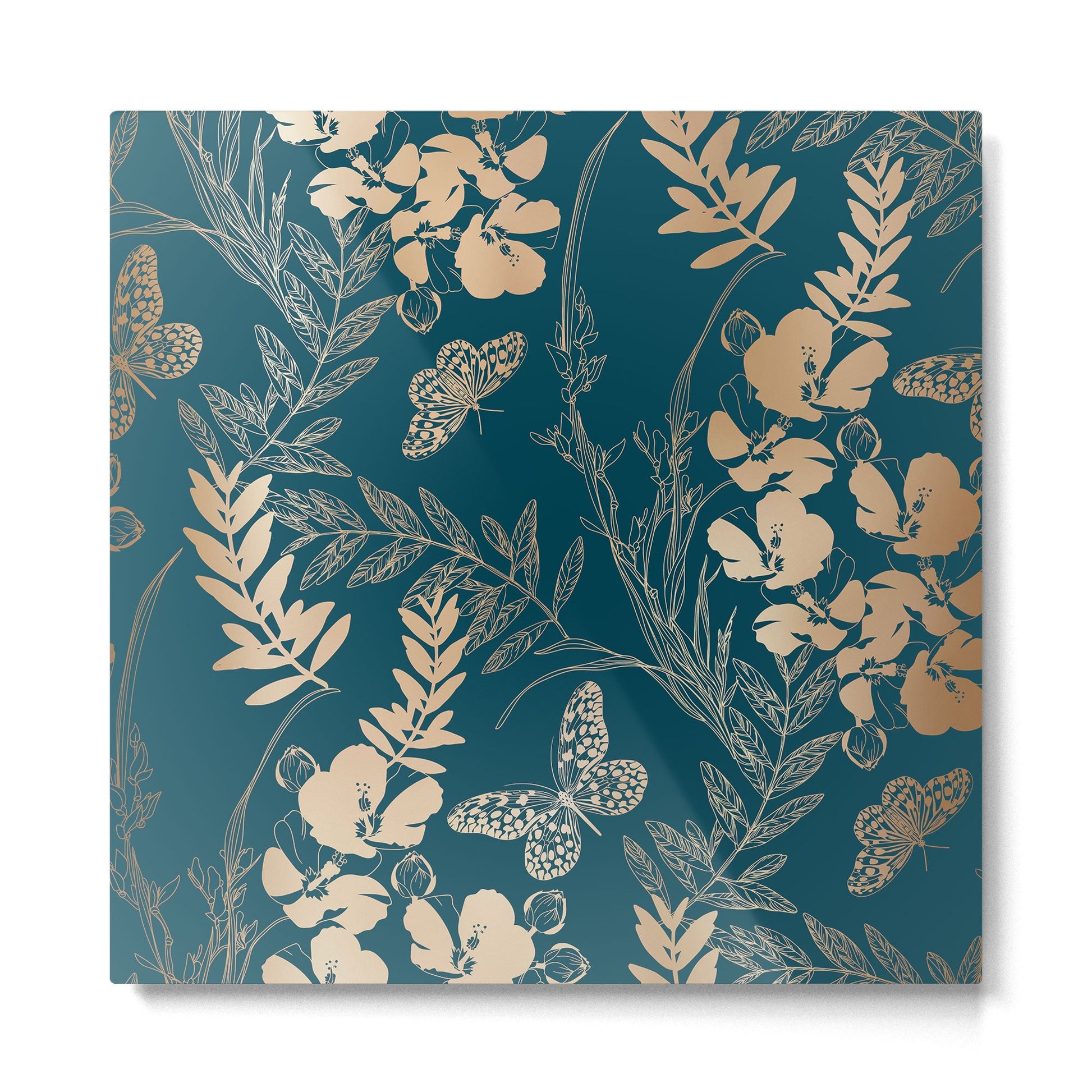 Exotic Florals and Butterflies Metal Print | TeksDecor