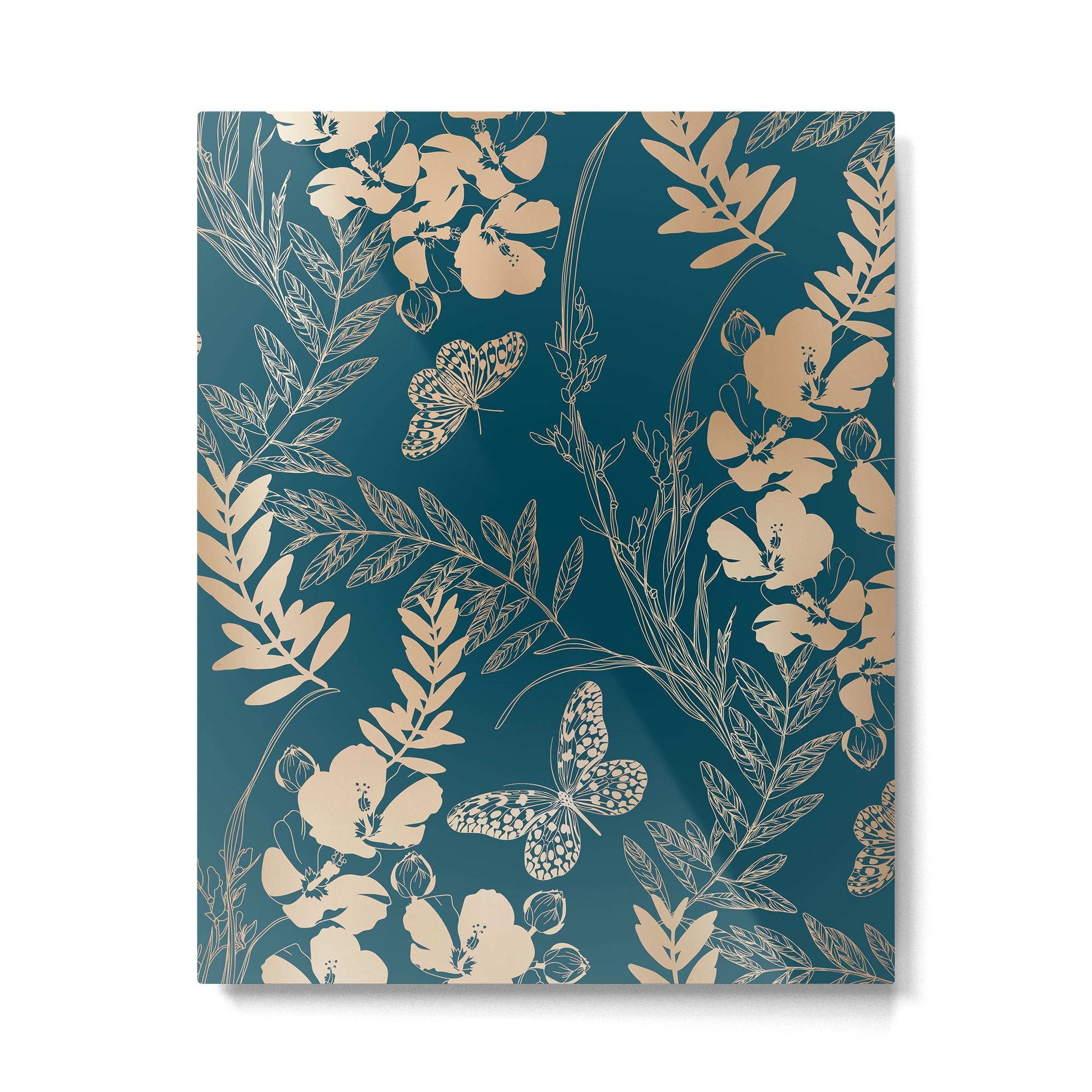 Exotic Florals and Butterflies Metal Print | TeksDecor