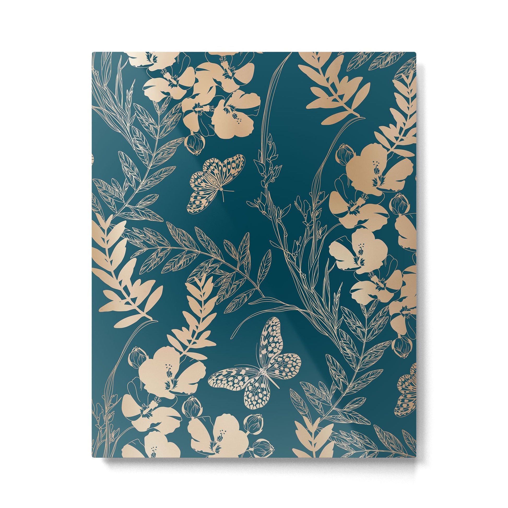 Exotic Florals and Butterflies Metal Print | TeksDecor