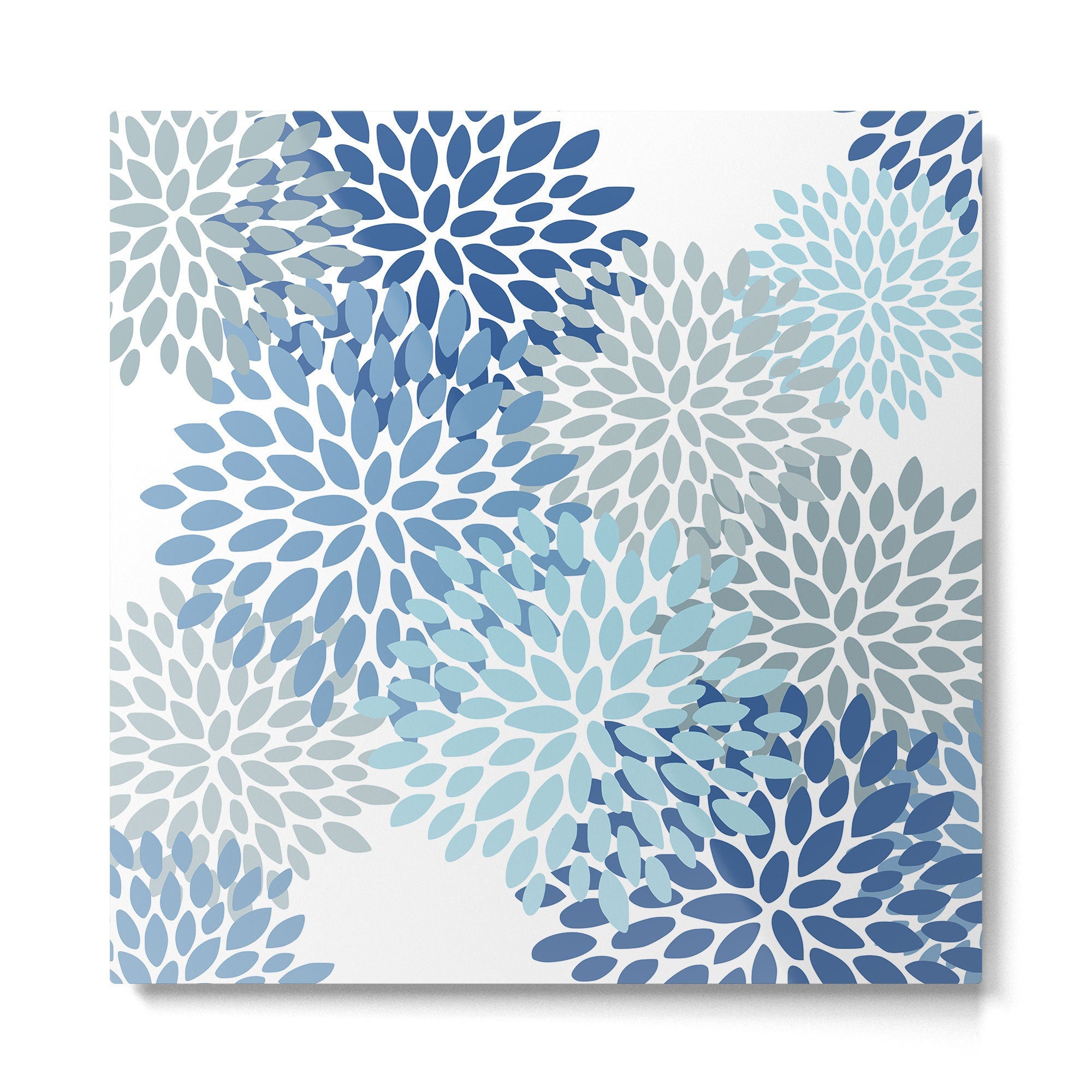 Festive, Floral Pattern, Blue and Gray, Floral Prints Metal Print | TeksDecor