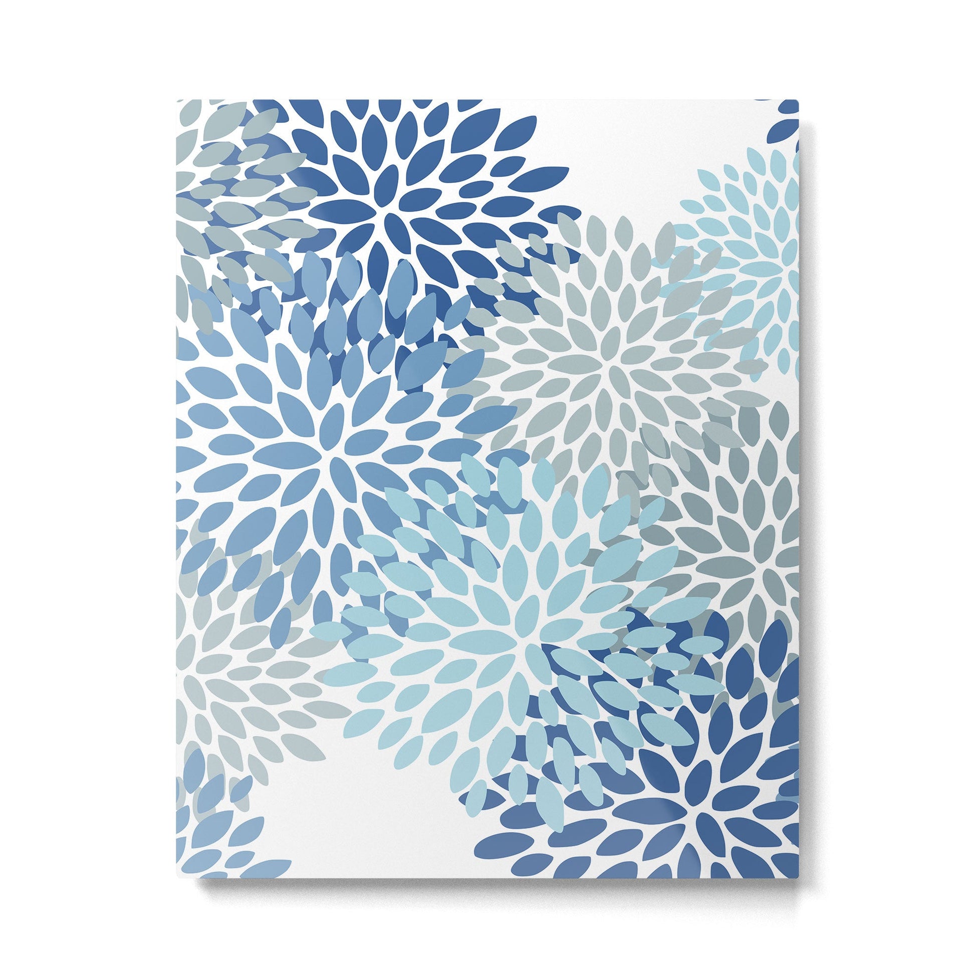 Festive, Floral Pattern, Blue and Gray, Floral Prints Metal Print | TeksDecor
