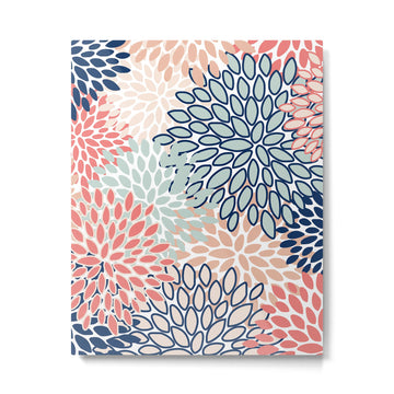 Festive, Floral Prints, Coral, Navy, Aqua Metal Print | TeksDecor