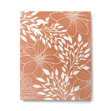 Floral Prints and Leaves, Line Art, Terracotta Metal Print | TeksDecor