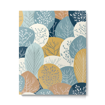 Forest Woodland Trees, Blue, Teal and Yellow, Floral Prints Metal Print | TeksDecor
