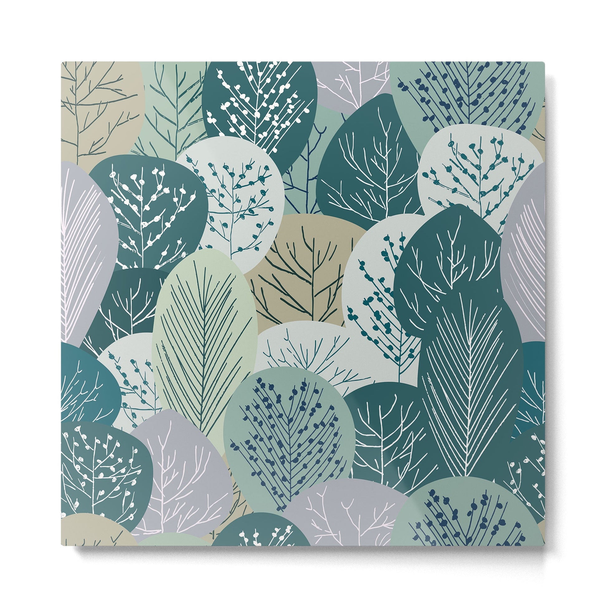 Forest Woodland Trees, Green, Floral Prints Metal Print | TeksDecor