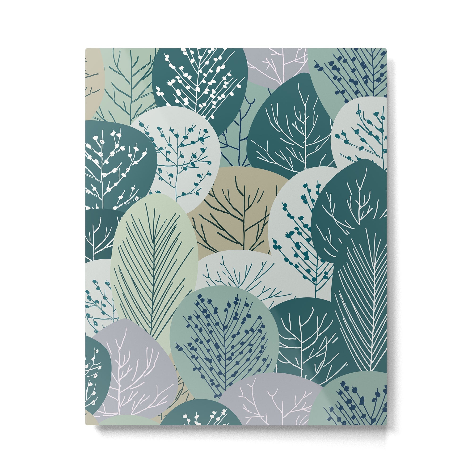 Forest Woodland Trees, Green, Floral Prints Metal Print | TeksDecor