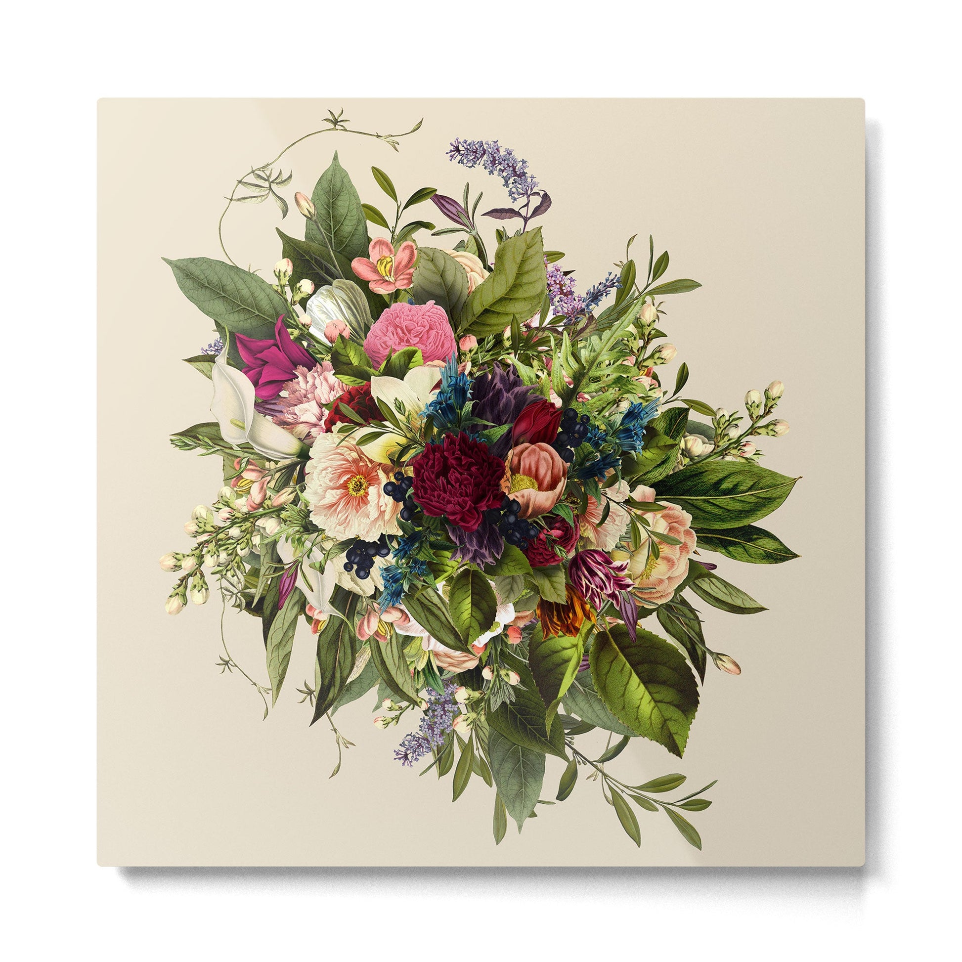Forli Vintage Floral Bouquet Metal Print | TeksDecor