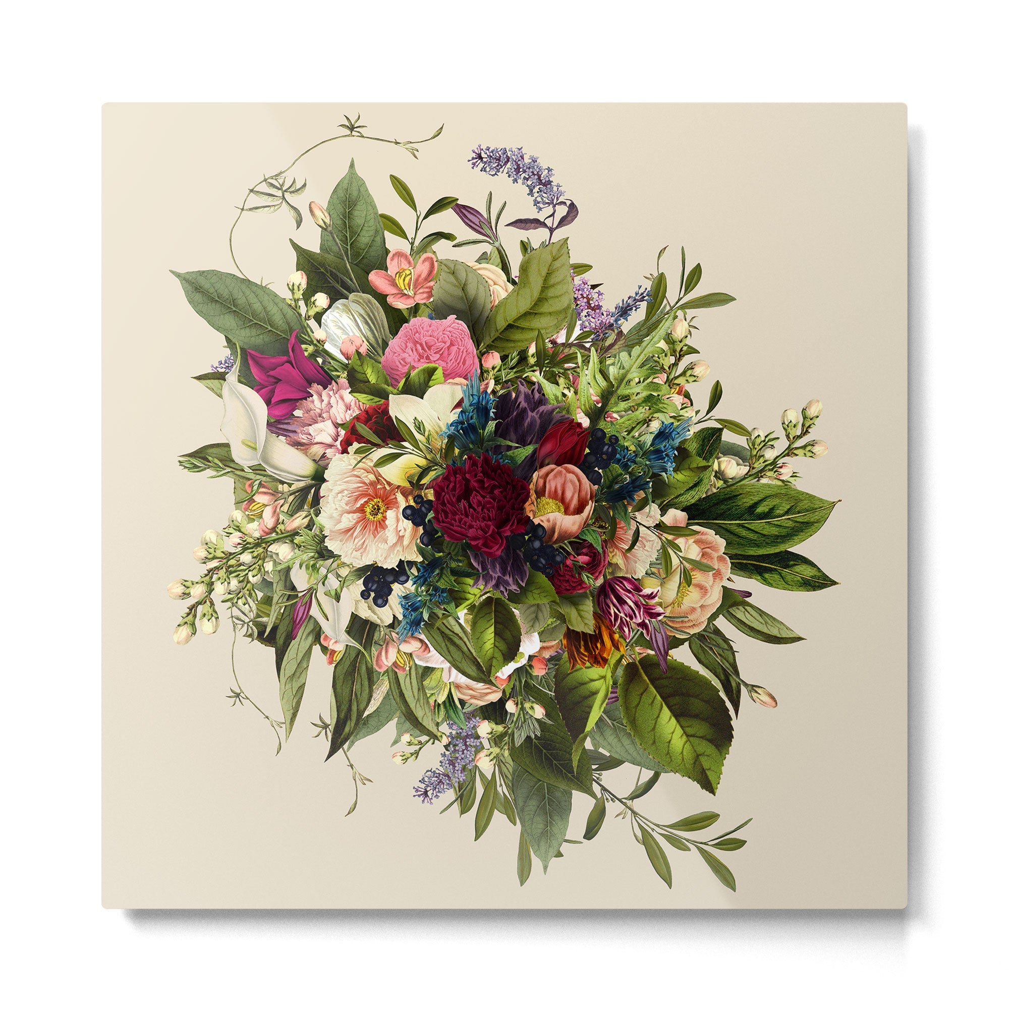 Forli Vintage Floral Bouquet Metal Print | TeksDecor