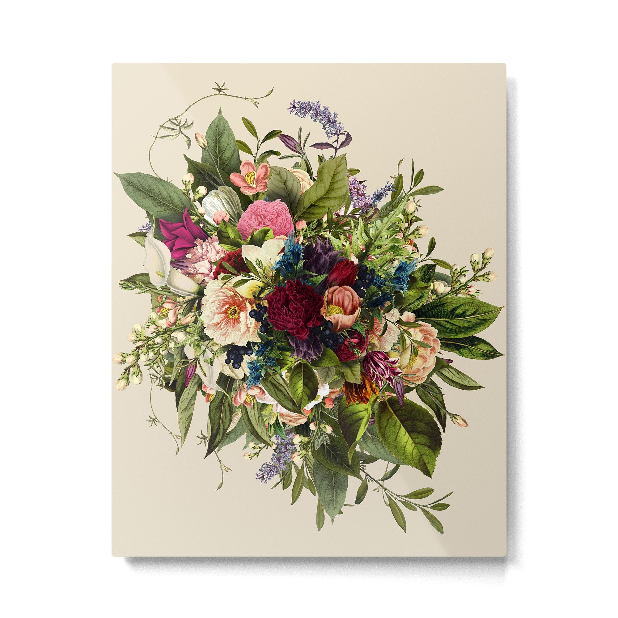 Forli Vintage Floral Bouquet Metal Print | TeksDecor