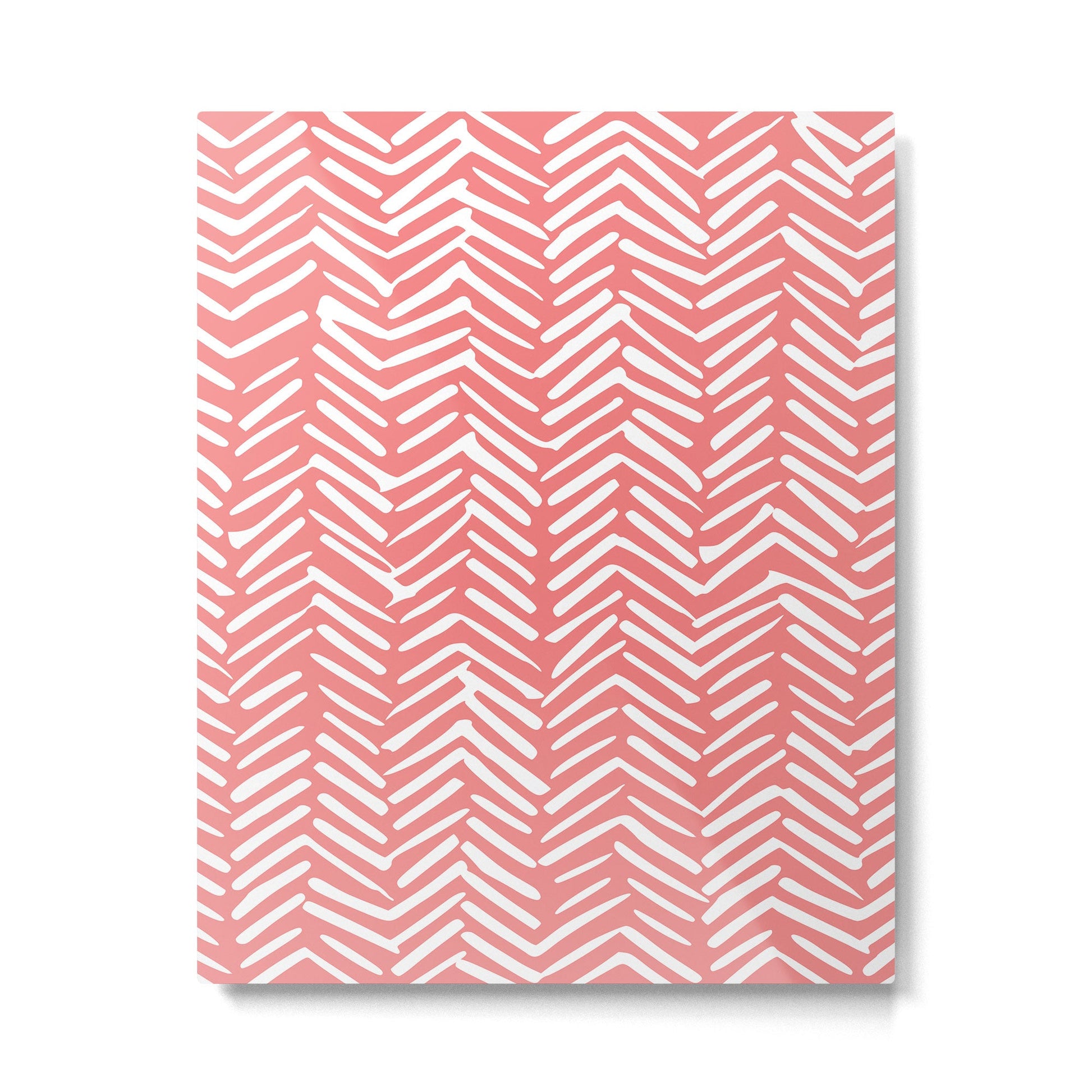 Geometric Art, Herringbone, Coral, Wall Art Boho Metal Print | TeksDecor