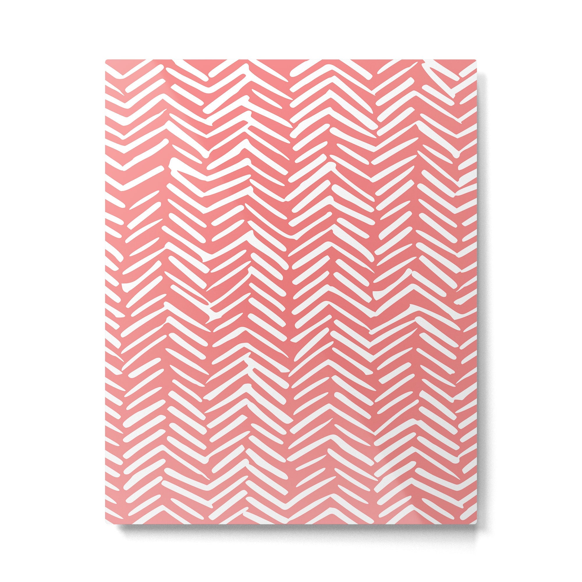 Geometric Art, Herringbone, Coral, Wall Art Boho Metal Print | TeksDecor