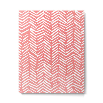 Geometric Art, Herringbone, Coral, Wall Art Boho Metal Print | TeksDecor